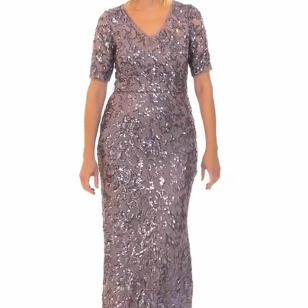 Alex Evenings Lavender Sequin Maxi Dress